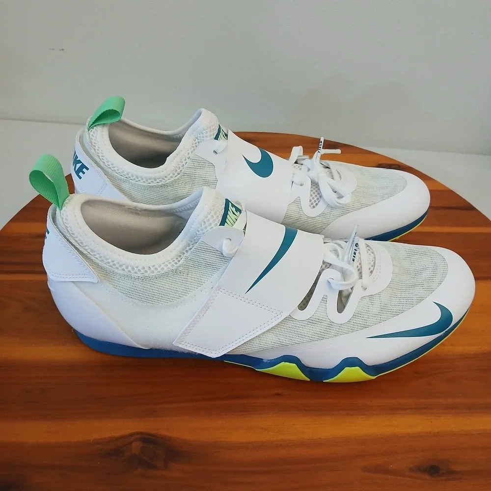 Nike Pole Vault Elite Mens 13‎ White Bright Spruce PV Track Shoes FZ9649-100